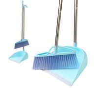 Ensemble de pelle à balai, coupe-vent, vertical, manche long, kit de balai, combinaison de pelle pour nettoyage domestique (bleu)