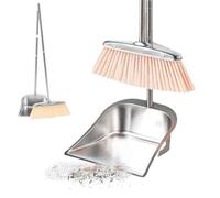 Ensemble de pelle à balayette - 700 g Pelle à poussière avec long manche - Outil de balayage en acier inoxydable - Balai de nettoyage pour sols durs - Produit d'entretien des sols pour salle à manger