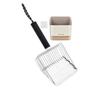 Ensemble de pelle à litière pour chat - 26 x 13 x 4 cm - Tamis durable en acier inoxydable et polypropylène - Outil de nettoyage avec base de support - Enlèvement rapide des déchets pour chats, chiens