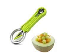 Ensemble de pelle à melon professionnel 4 en 1 en acier inoxydable pour couper les fruits - Pour couper les fruits, les graines, les pulpes, les fruits (vert)