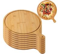 Ensemble de pelle à pizza ronde en bois de 38,6 cm - 8 pièces avec poignée pour la cuisson, le service et la coupe - Outil de cuisine essentiel pour les fêtes à domicile et les amateurs de pizza
