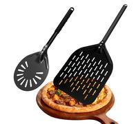 Ensemble de pelles à pizza perforées, pelle à pizza de 12″ , spatule à pizza de 6″ , pelle à pizza en aluminium résistant à la chaleur avec poignée en silicone, ensemble de lève-pizza antiadhésif