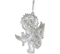 Ensemble de pendentifs décoratifs en acrylique pour sapin de Noël avec étoile, ange, nœud et figurine dansante, transparent réfléchissant la lumière, style d'art moderne (C)