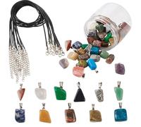Ensemble De Pendentifs En Pierre Mixte Naturelle Et Synthétique, 24 Styles, Collier Avec Cordon En Coton Ciré Pour La Fabrication De Bijoux, 48 Pièces