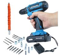 Ensemble de Perçage Électrique | Perceuse Visseuse sans Fil 21 V à 2 Vitesses Moteur Brushless | Outil Électrique Portable avec - Pour atelier, bricolage, perçage bois et travaux de