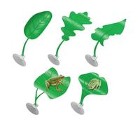 Ensemble De Perchoirs De Grenouille D'arbre - 5 Plates-formes De Feuilles Artificielles, Décoration D'aquarium À Ventouse, Aménagement Paysager De plants Simulées | Accessoire D'habitat De Repos D'es
