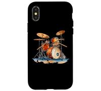 Ensemble de percussions avec bâtons Aquarelle Instruments musicaux Coque pour iPhone X/XS