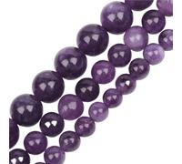 Ensemble de perles d'améthyste naturelle, rondes, en cristal, entretoises | Assortiment multi-tailles, trou de perçage for cordage, for artisans