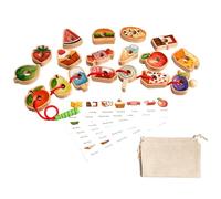 Ensemble de perles de fil - perles de laçage en forme de fruits, jouet Montessoris vibrant | Grandes perles éducatives avec cordes pour âgés de 3+, augmentent la coordination des yeux par g