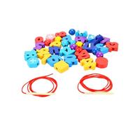 Ensemble de Perles de Laçage en Bois pour Le Développement de la motricité Fine et Le Jeu Créatif des Tout-Petits - 33 Pièces Couleurs Assorties (Calcul de 26 nombres)