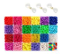 Ensemble De Perles Poney, 33,00 Pièces De 9mm, 23 Couleurs Avec Lettres, Étoiles Et Ficelle Élastique Pour Bracelet, Bijoux