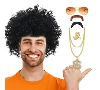 Ensemble de perruques disco des années 70 et 80, perruque pour cosplay, 6 pièces bouclées pour homme, costumes disco authentiques des années 70, tenues vintage pour homme, look intéressant pour