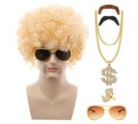 Ensemble de perruques disco des années 70 et 80 | Tenues des années 70 pour homme, perruque pour fête cosplay, ensemble de costume disco 6 pièces pour homme, costumes disco des années 70, look