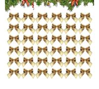 Ensemble De Petits Nœuds De Noël - 36 Pièces Décorations De Nœuds En Ruban Pour Sapin De Noël | Décorations Festives En Ruban À Nœud Papillon Pour Couronnes, Emballages Cadeaux Et Cheminée (Or)