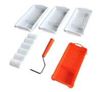 Ensemble de petits rouleaux à peinture compacts avec plateau en plastique pratique pour la fabrication facile de meubles muraux, travaux détaillés, rouleau à peinture à plateau extensible
