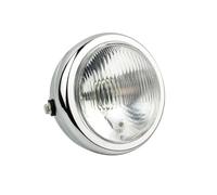 Ensemble De Phare Phare Avant Universel Pour Scooter Cafe Racer Rétro Grille Ronde Abat-jour Noir Optique De Moto Ronde(Chrome Clear Lens)