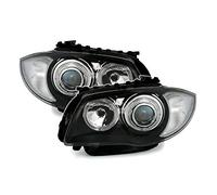 Ensemble de phares compatibles avec BMW Série 1 E81 E87 E82 E88 2004-2011 VP04 - Phare avant - Phare avant - Phare avant - Angel Eyes - Anneaux noirs - LHD et droite
