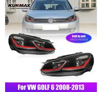 Ensemble de phares LED pour voiture, 2 pièces, pour VW GOLF 6 2008 - 2013, phare avant DRL, clignotant, accessoires Plug and Play Red Line Single LHD