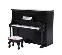 Ensemble De Piano pour Maison De Poupée, Jouet De Piano Miniature De Simulation 1:12 avec Tabouret pour Jardins De Fées, Accessoires De Décoration De Scène Intérieure De Maison De Poupée (Noir)