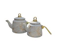 Ensemble de pichet de service avec couvercles, poignées, White | Paire de pichets grands et petits, récipients séparés pour le thé à l ' eau, service de boissons de table