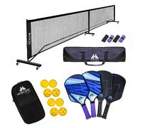 Mobiclinic®, Ensemble de Pickleball, 4 Raquettes en Fibre de Verre, 8 Balles D'intérieur et D'extérieur, Filet à Roulettes, Sac de Transport, Noyau en Polypropylène Alvéolé, Mobiall, Poignée Antidérap