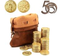 Ensemble De Pièces De Monnaie En Métal Dungeons And Dragons Fantasy Game Avec Sac En Cuir, Jetons De Jeu, Trésor Et Accessoires Rétro, 50 Pièces D'or Magiques Scintillantes Dnd[Z1844]