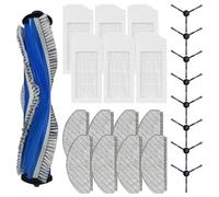 Ensemble de pièces de rechange avec brosse principale, brosses latérales, filtres et lingettes compatibles avec les aspirateurs Bosch BCRC1W, BCRD1W, BCRC2W, BCRD2W (B)