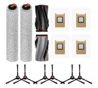 Ensemble de pièces de rechange pour aspirateurs robot Eufy E25 Omni/E28 Omni/E25 - Comprend 2 brosses à rouleau principales, 2 balais à rouleaux, 4 sacs à poussière, 6 brosses latérales