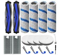Ensemble de pièces de rechange pour aspirateurs robots Ecovacs pour aspirateurs robots Deebot X11 OmniCyclone - 2 brosses principales, 4 rouleaux brosses, 4 filtres éponge, 2 filtres HEPA, 6 brosses