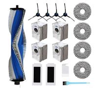 Ensemble de pièces de rechange pour aspirateurs robots Ecovacs pour robots Deebot T30s Pro - 1 brosse principale, 2 filtres HEPA, 4 chiffons de serpillères, 4 brosses latérales, 4 sacs à poussière