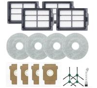 Ensemble de pièces de rechange pour aspirateurs robots Roomba Plus 405 Combo/505 Combo/Plus 405 - Comprend 4 filtres HEPA, 4 chiffons pour serpillères, 4 sacs à poussière, 4 brosses latérales