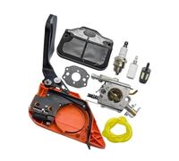 Ensemble de pièces détachées for tronçonneuses : pignon d'embrayage, Couvercle de chaîne, poignée de Frein et carburateur. Compatible avec Les modèles 136, 137, 141 et 142.