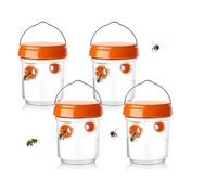 Ensemble de pièges à guêpes 4 pièces, piège à frelons géants asiatiques, piège à guêpes Amovible et réutilisable (Orange)