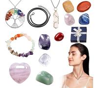 Ensemble de pierres de guérison et de cristaux, cristaux naturels colorés et pierres de guérison - Kit de cristaux pour débutants, collection, méditation, yoga, femmes, bijoux en cristal pour