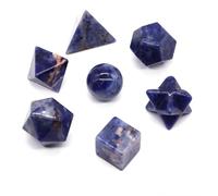 Ensemble de pierres naturelles géométriques solides - 7 formes platoniques en cristal | Modèles de géométrie minérale pour affichage, éducation et décoration de bureau