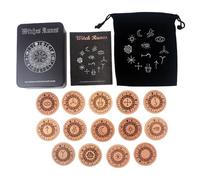 Ensemble De Pierres Runes | 14 Pièces Émotion Spirituelle | Cartes Oracle Gravées sur Bois Artisanal,pour Réunions Familiales Aventure Méditation Maison Voyage Divination Guide d'Apprentissage Lecture