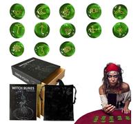 Ensemble de Pierres runiques avec Livre de Runes - Pierres de Verre Vertes - Ensemble de Runes de sorcières avec Sac à Cordon en Velours pour la, la récupération, la décoration