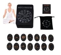 Ensemble de pierres runiques, kit de runes de sorcières | Ensemble de runes mystiques de sorcières en bois de 14 pièces - Guide complet Ensemble de runes de sorcières avec guide pour la prédiction du