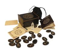 Ensemble de pierres runiques nordiques | en bois de méditation - Symbole gitan gravé pour divination de méditation, de sorcière, païenne, accessoires de sorcière avec sac de rangement