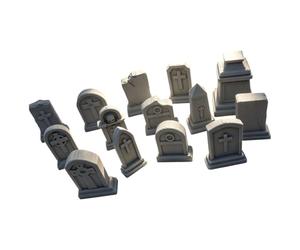 Ensemble de pierres tombales de table | Lot de 14 accessoires de cimetière imprimés en 3D pour maquettes de scènes, décoration de cimetière à peindre avec des