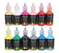 Ensemble de pigments liquides 12 couleurs, encre de peinture DIY pour le tissu, l’artisanat automobile et la création artistique, fournitures de teinture acrylique soluble dans l’e