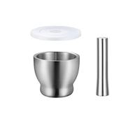 Ensemble de pilon et de mortier, broyeurs, mortier et pilon en acier inoxydable 18/8, broyeur à épices, broyeur de pilules for écraser, ensemble de mortier et de pilon avec couvercle et base antidérap