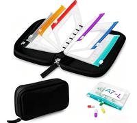 Ensemble de pilulier étanche A8 deux fois par jour pour sept jours, sacs de rangement de voyage portables pour produits de remplissage (noir, 7 pages)