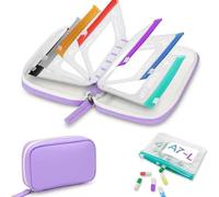 Ensemble de pilulier étanche A8,Waterproof Pill Organizer Set,avec 14 Médicaments Code Couleur Dossier, Semainier Medicament Voyage, pour Vitamines, Pilules,Pochette Medicament RéUtilisable，C