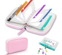 Ensemble de pilulier étanche A8,Waterproof Pill Organizer Set,avec 14 Médicaments Code Couleur Dossier, Semainier Medicament Voyage, pour Vitamines, Pilules,Pochette Medicament RéUtilisable，F