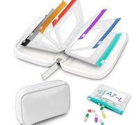 Ensemble de pilulier étanche A8,Waterproof Pill Organizer Set,avec 14 Médicaments Code Couleur Dossier, Semainier Medicament Voyage, pour Vitamines, Pilules,Pochette Medicament RéUtilisable，E