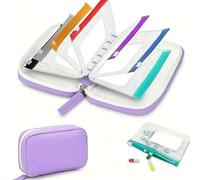 Ensemble de piluliers étanches - Pochettes de voyage A8 portables pour médicaments avec 14 pochettes à code couleur, étui de rangement étanche réutilisable à fermeture éclair, porte-pilules quotidien
