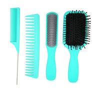 Ensemble de pinceaux à cheveux 4pcs | Kit de démêlage et de style pour les cheveux longs/épais/bouclés | Brusque à palette + 9 - peigne de ligne + peigne à queue fine | Manche