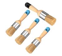 Ensemble De Pinceaux À Craie Et Cire Pour Meubles, Outil De Peinture Et D'épilation À La Cire, Poils Naturels, Brosses Rondes À Manche En Bois, 4 Pièces