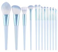 Ensemble de pinceaux de maquillage 12 pièces, ensemble complet de poudre, de fard à paupières, de réparation et d'outils de beauté au pinceau(Blue)
